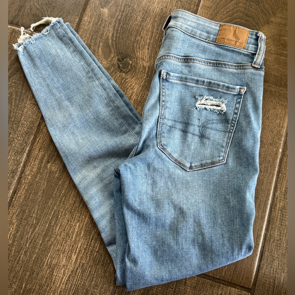 American Eagle Light Medium Distressed Jeans | 4 … - image 1
